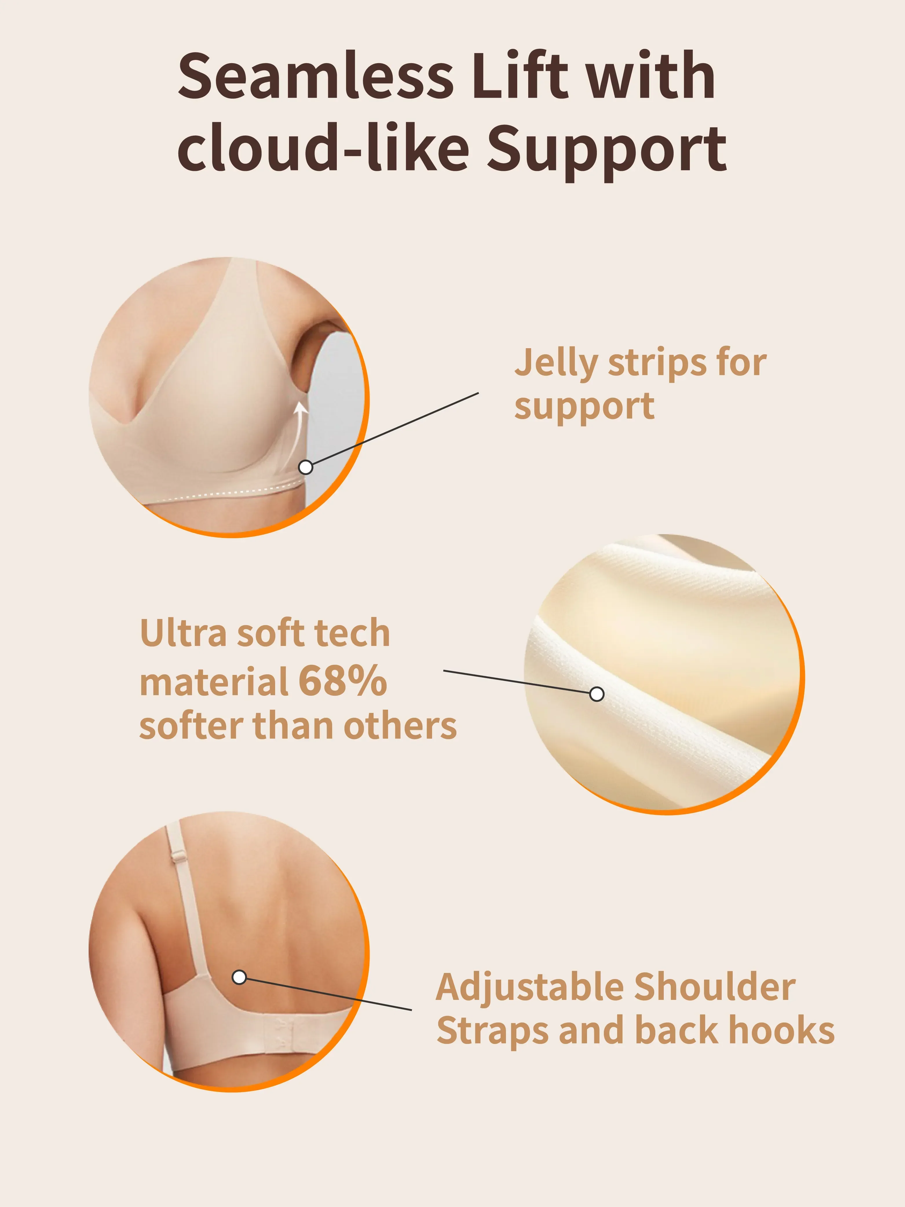 Close-up of fabric texture and seamless edge of Deep V Jelly Bra