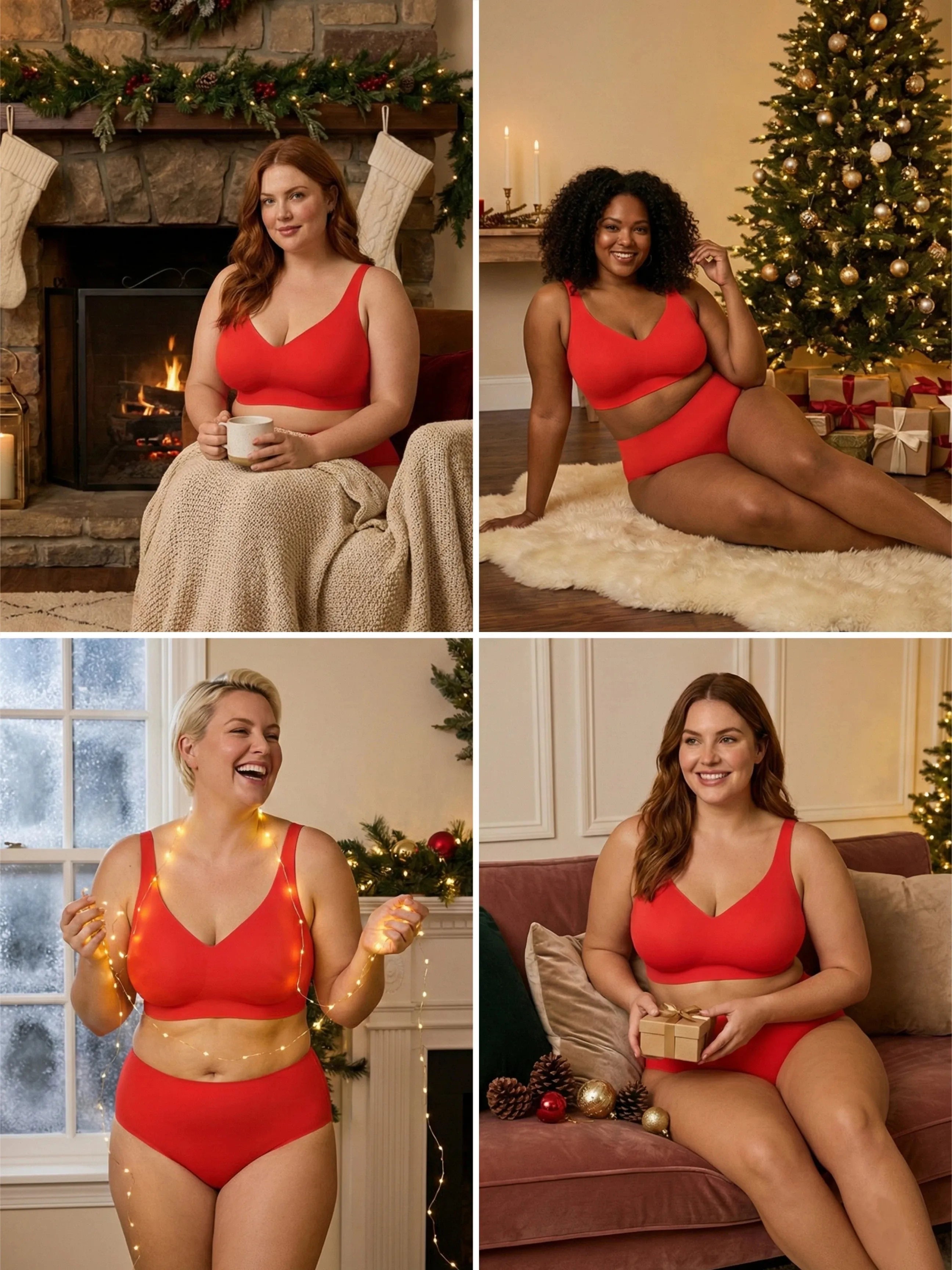 Jelly Wireless T-shirt Red Bra Christmas Special