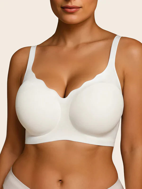V Neck Scalloped Wireless Bra